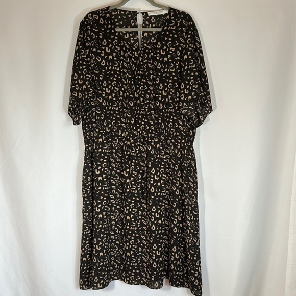 Simons Black & Tan Animal Print Chiffon Dress - Picture 2 of 11